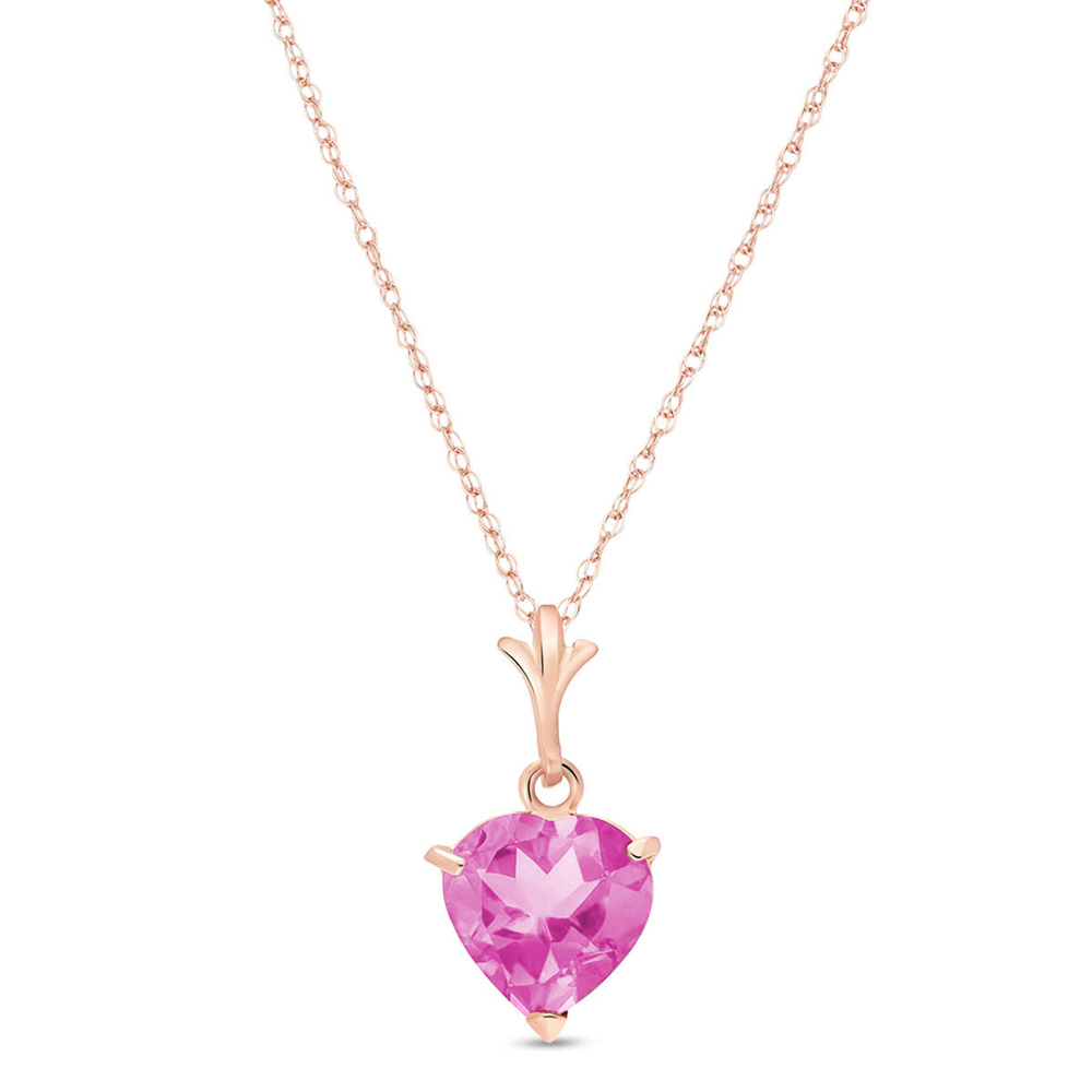 14K. SOLID GOLD NECKLACE WITH NATURAL PINK TOPAZ (Rose Gold)